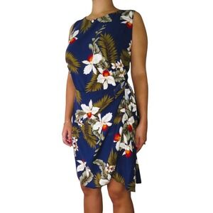 Vintage Blue Floral Midi Dress